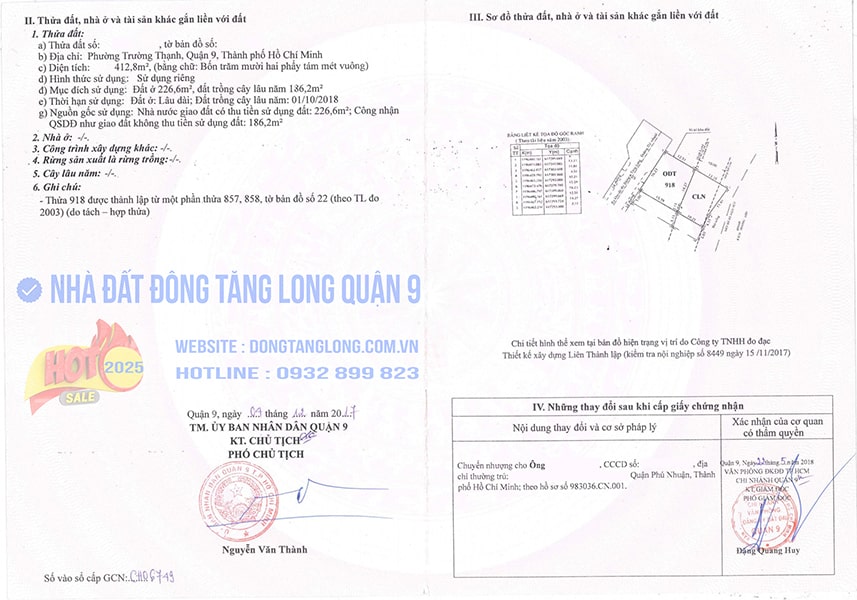 Sổ đỏ nền đất D24 Khu dân cư Tăng Long Garden Quận 9